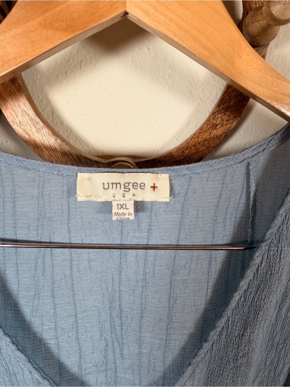 Umgee USA 1XL Blue Gauze Boho Tunic Top Oversized Flowy Plus Size - Picture 2 of 4